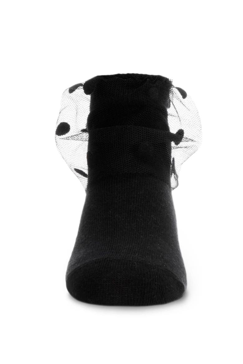 Flocked Dot Tulle Anklet, Alternate, color, Black
