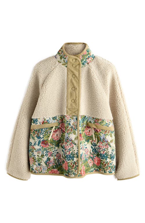 Next Floral Mixed Media Jacket In Neutral