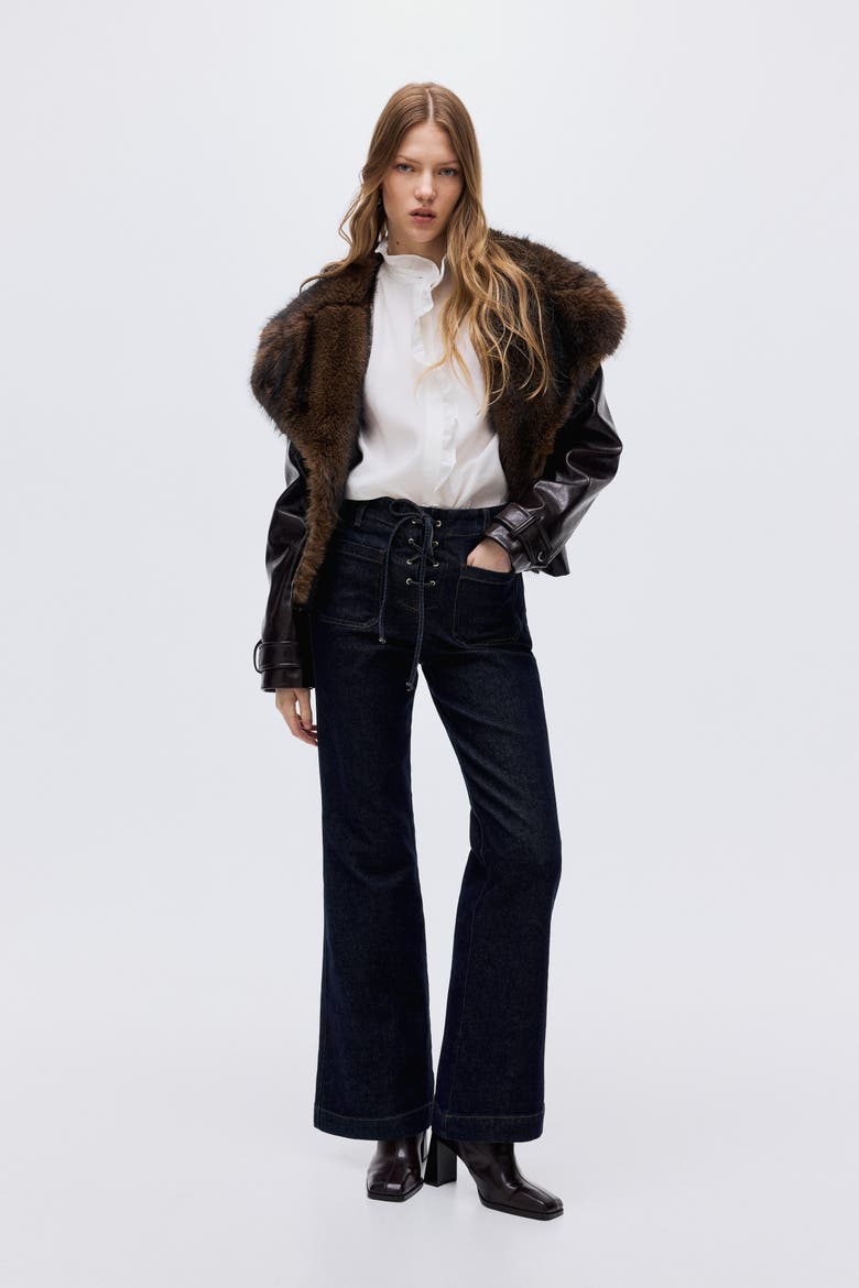 Flared High Jeans, Alternate, color, Dark denim blue