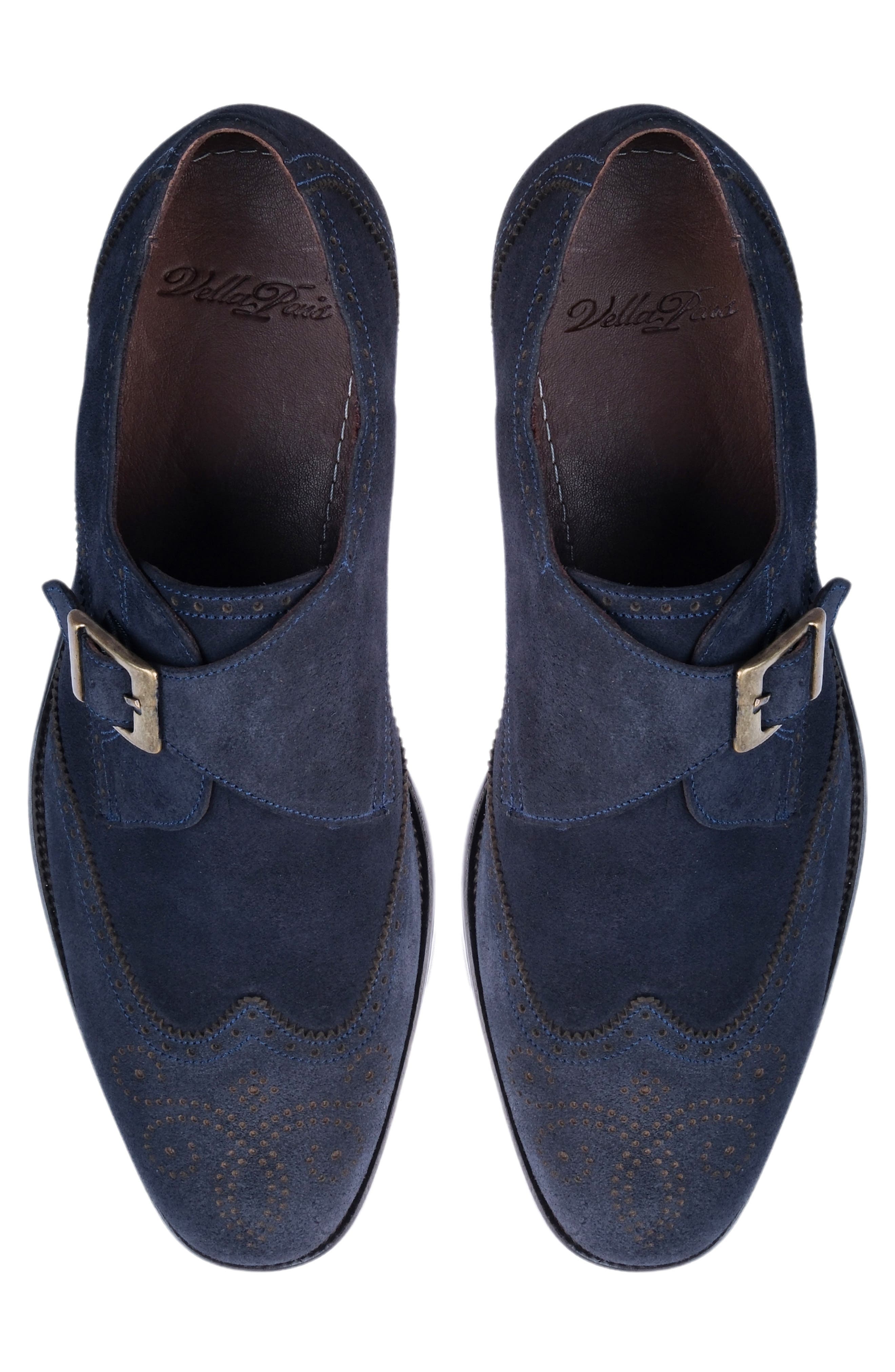 VELLAPAIS Dupone Brogue Monk Shoe, Alternate, color, Navy Blue
