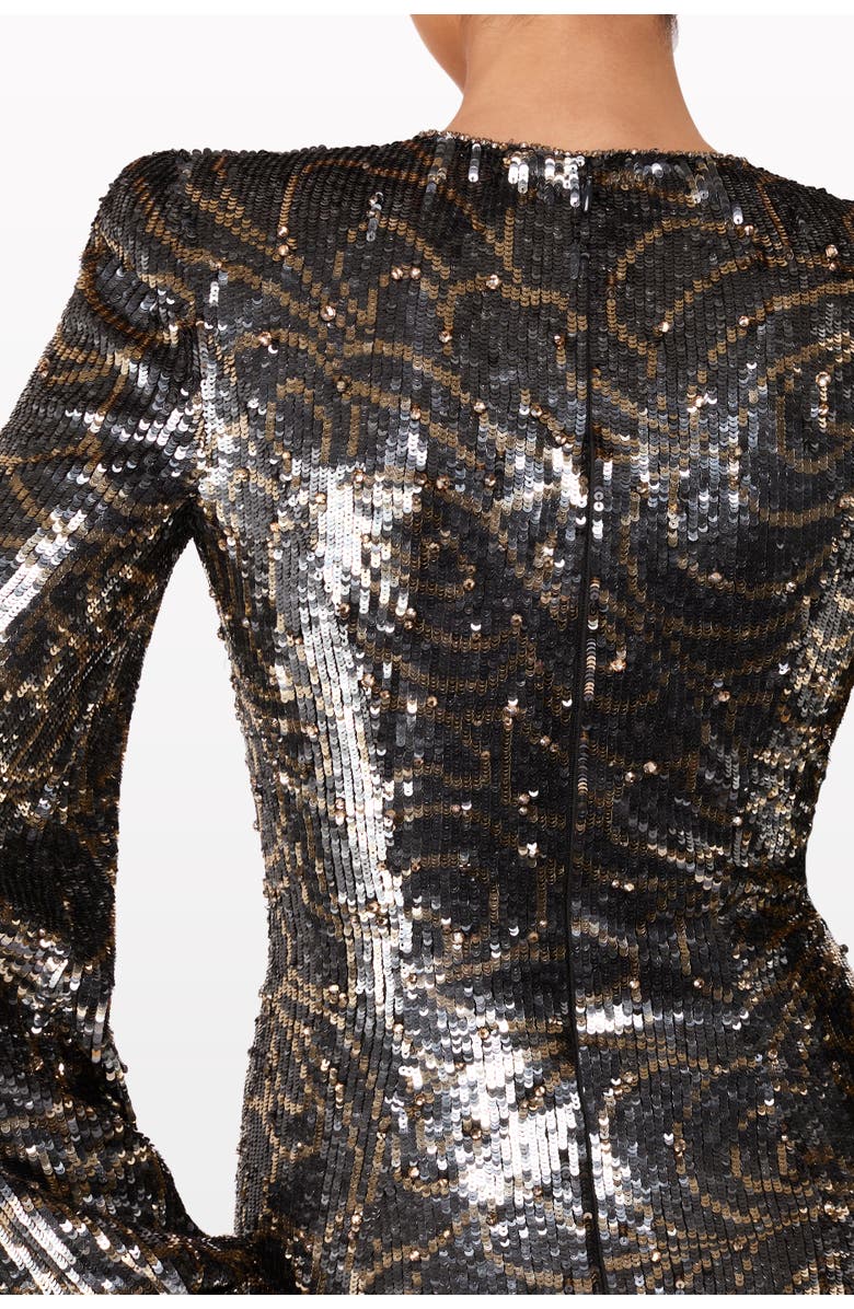 Jenny Packham Paradise sequin-embellished puff-sleeve maxi dress, Alternate, color, Shadow Grey