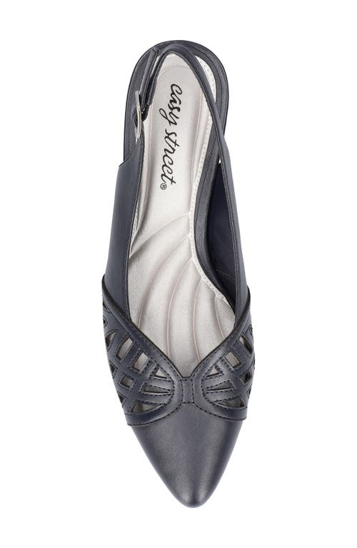 Easy Street Bizzy Womens Faux Leather Laser Cut Slingback Heels In Navy