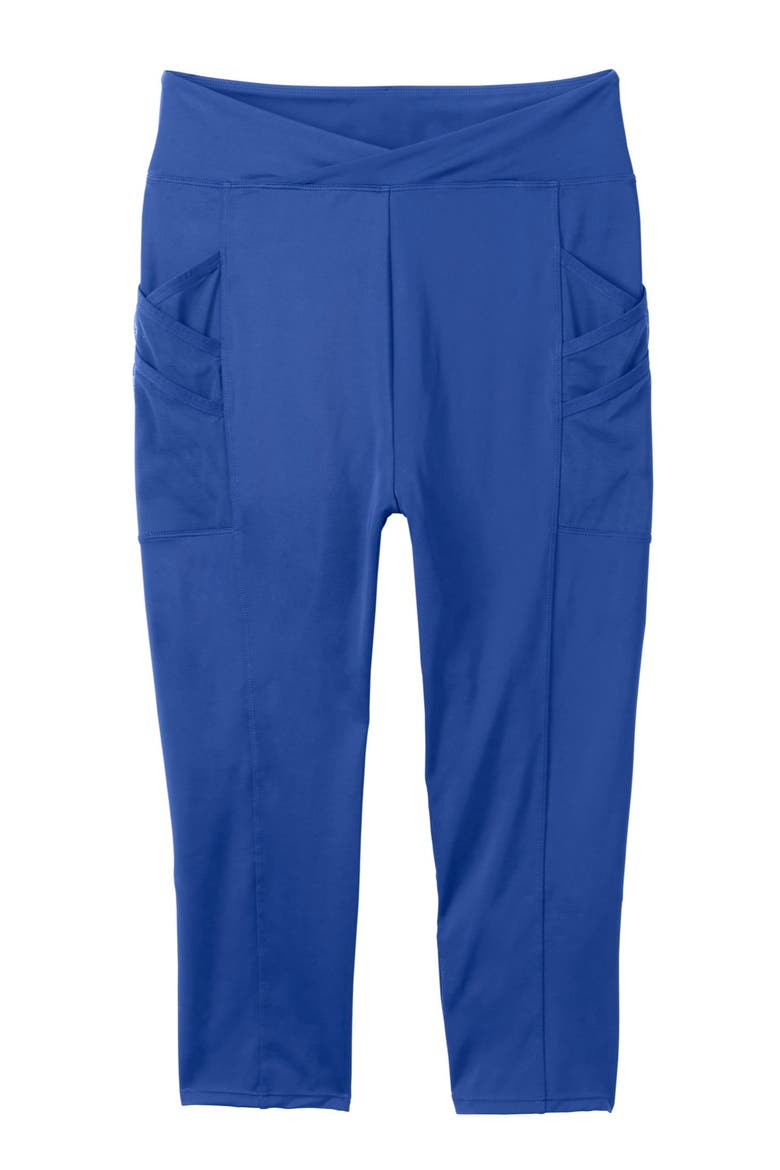 High-Waist Swim Capri With Mesh Pockets, Alternate, color, DREAM BLUE