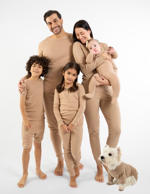 Leveret Cotton Solid Matching Family Pajamas In Brown