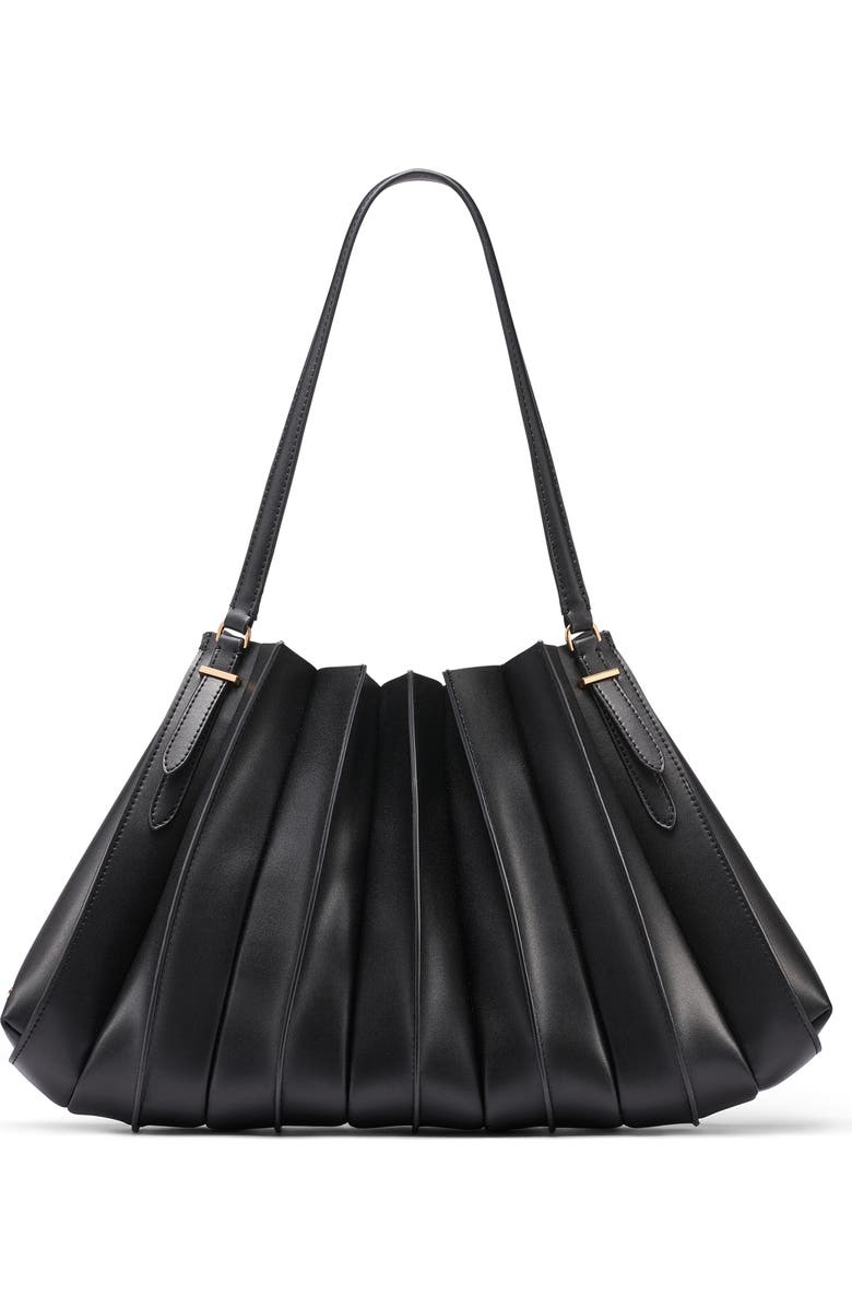 KARL LAGERFELD PARIS Ikon Leather Shoulder Bag, Alternate, color, Black/ Gold