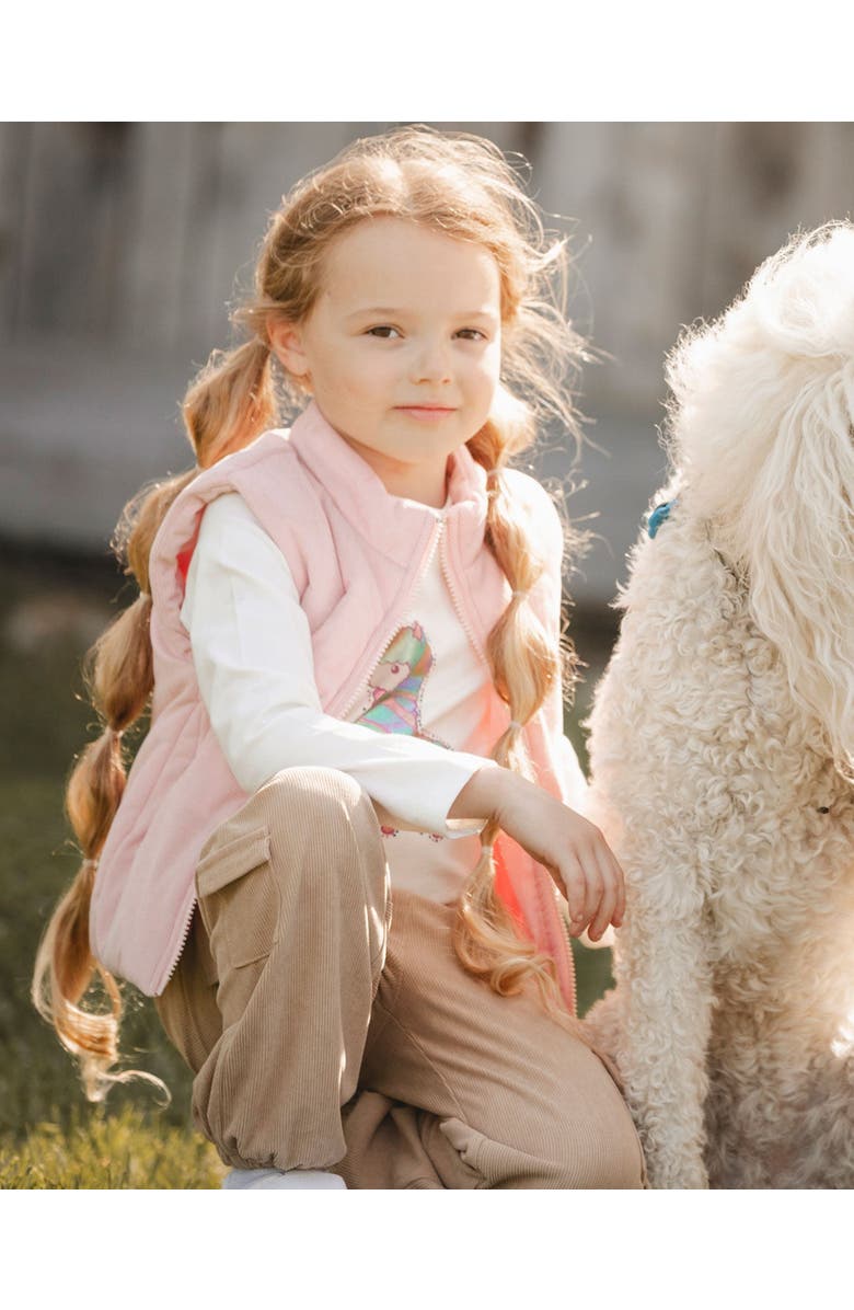 Deux par Deux Corduroy Puffy Sleeveless Vest, Main, color, Dusty Pink