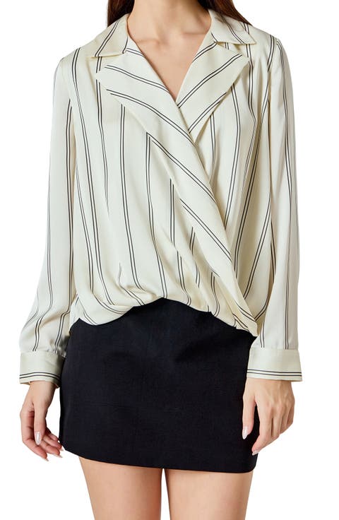 Stripe Wrap Front Top