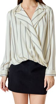 Endless Rose Stripe Wrap Front Top