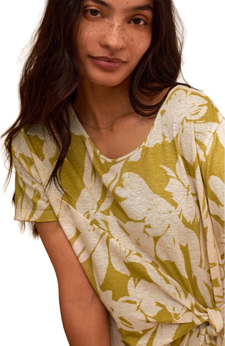 Celtic & Co. Knot Detail Jersey Dress, Alternate, color, Moss Floral