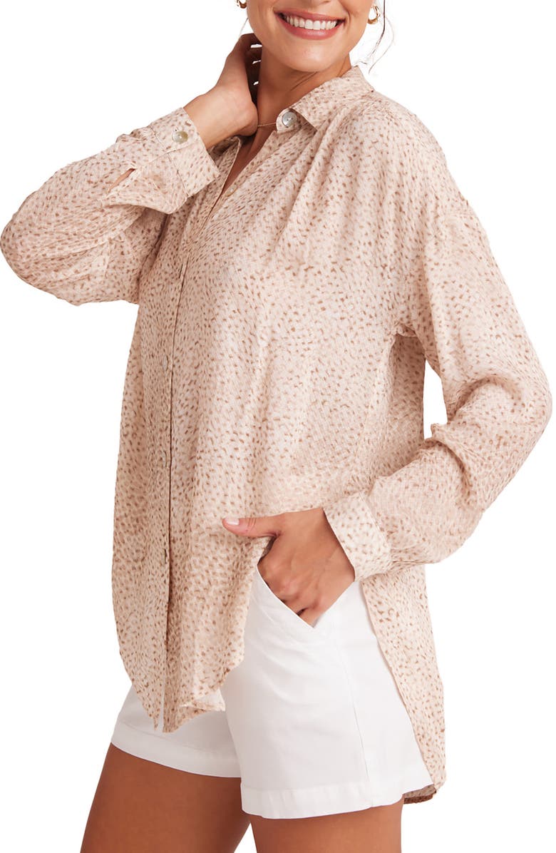 Bella Dahl Oversize Sheer Button-Up Top, Alternate, color, 