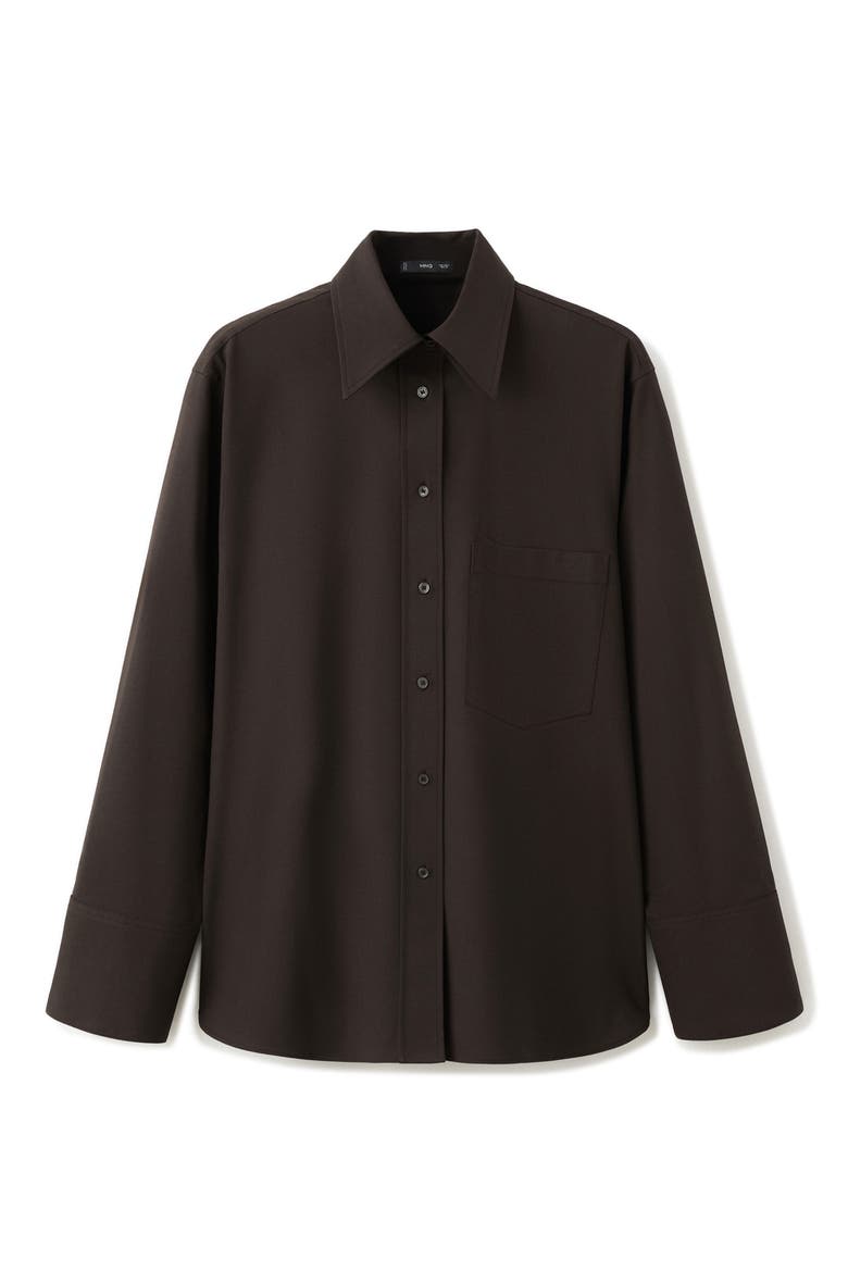 Straight Pocket Button-Up Shirt, Main, color, CHOCOLATE