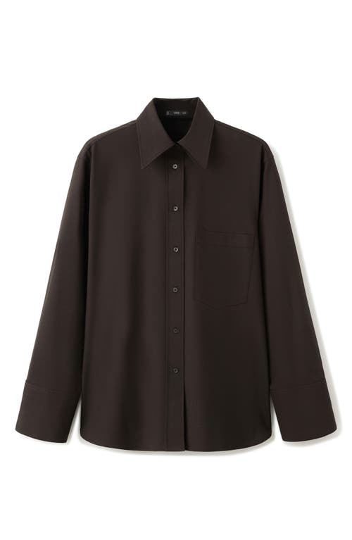 MANGO Straight Pocket Button-Up Shirt in Chocolate at Nordstrom, Size 4
