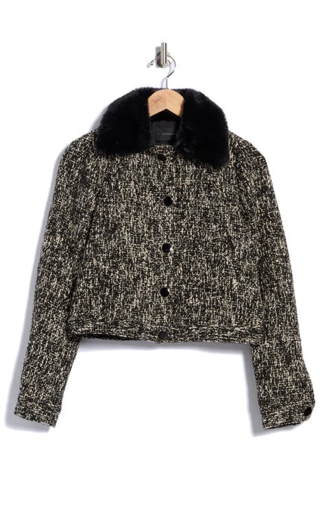 Faux Fur Collared Bouclé Jacket