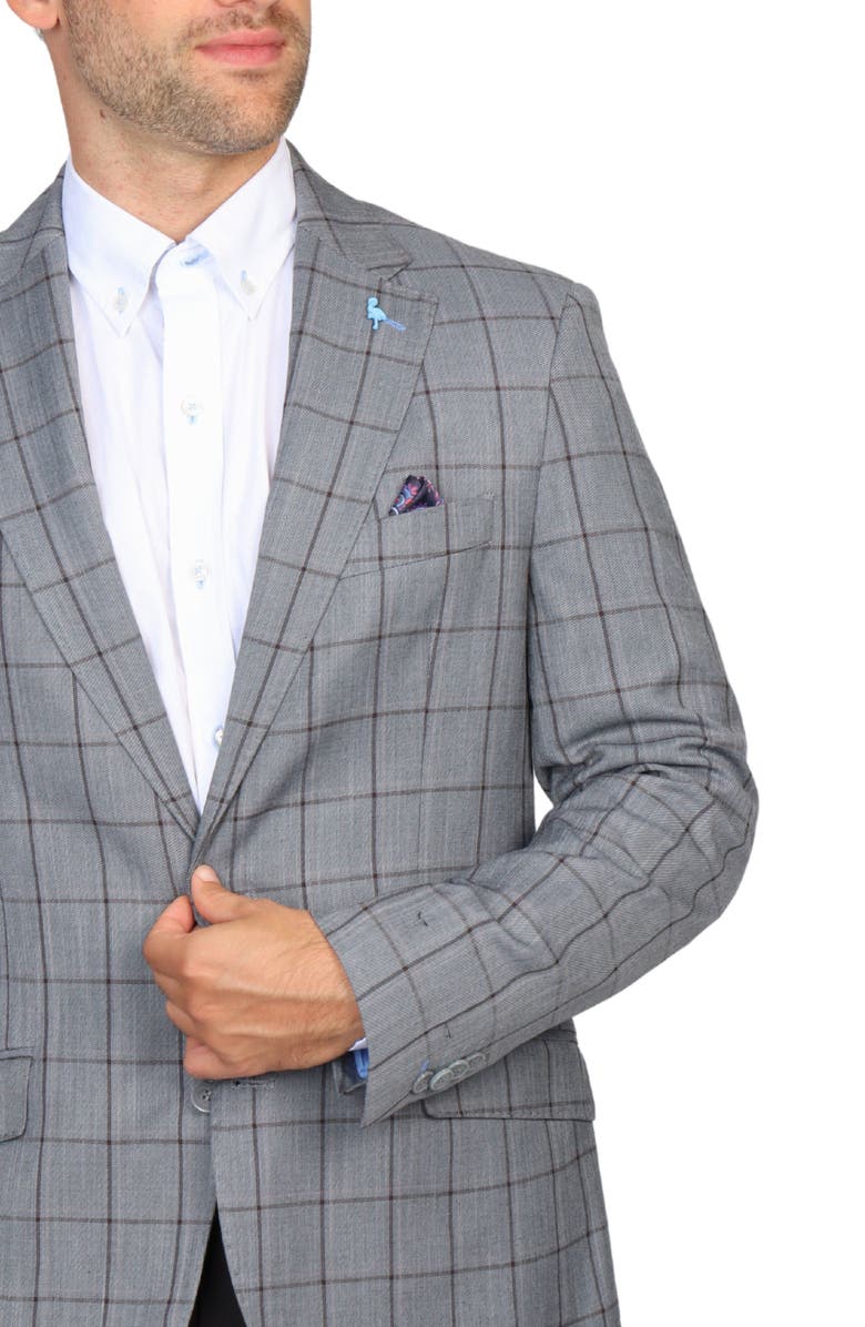 TailorByrd Mélange Windowpane Sport Coat, Alternate, color, Melange Grey