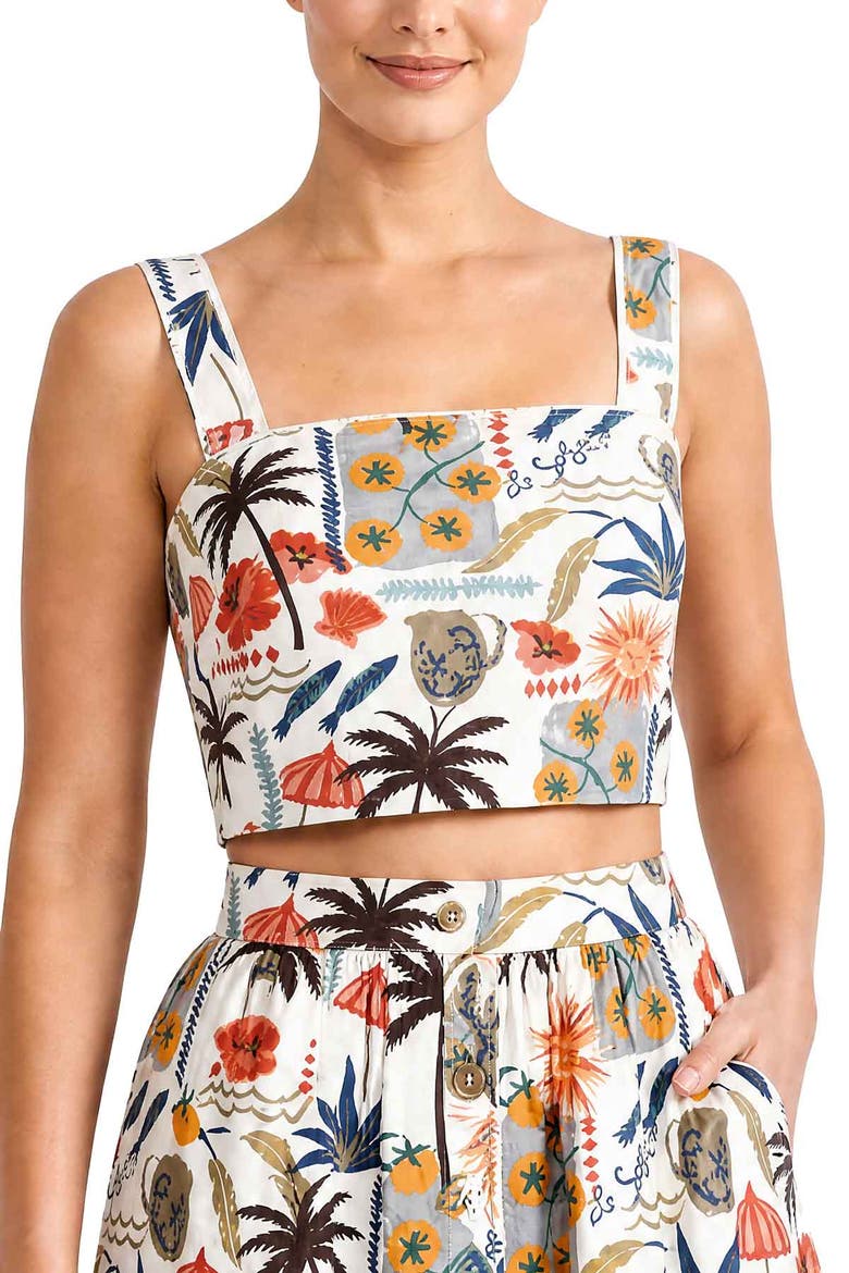 Ilyssa Square Neck Smocked Crop Top, Main, color, Riviera