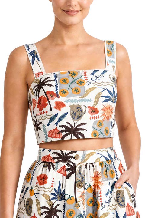 Ilyssa Square Neck Smocked Crop Top