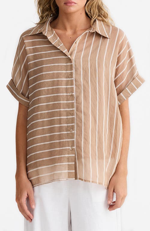 Brave + True Brave+true Alice Oversize Stripe Shirt In Latte Stripe
