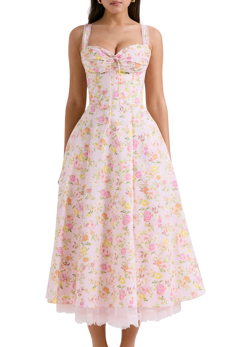 Rosalee Floral Stretch Cotton Petticoat Dress, Alternate, color, PINK FLORAL PRINT