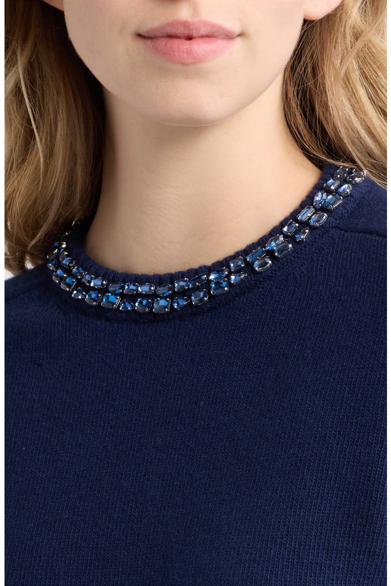 Bonnie Embellished Short Sleeve Sweater, Alternate, color, NAVY