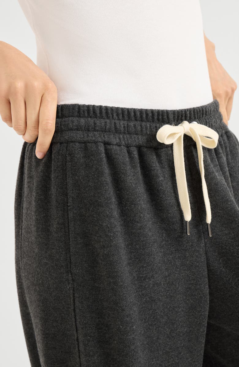 Brunello Cucinelli Double jersey track trousers, Alternate, color, Dark Grey