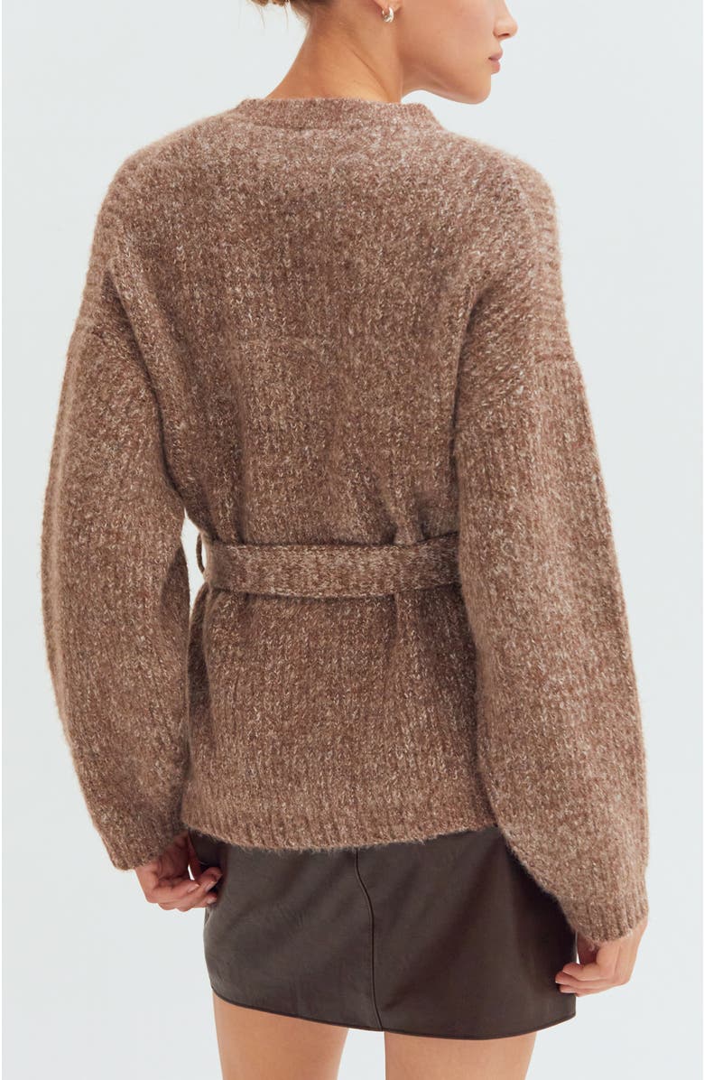 CRESCENT Belted Tunic Sweater, Alternate, color, Brown