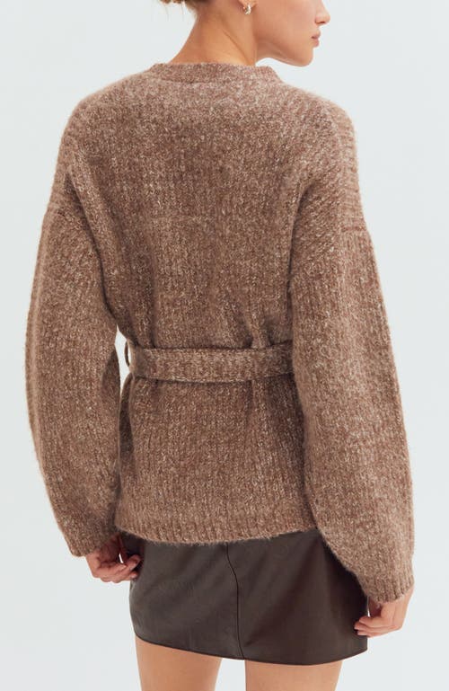 Crescent Belted Tunic Sweater In Animal Print