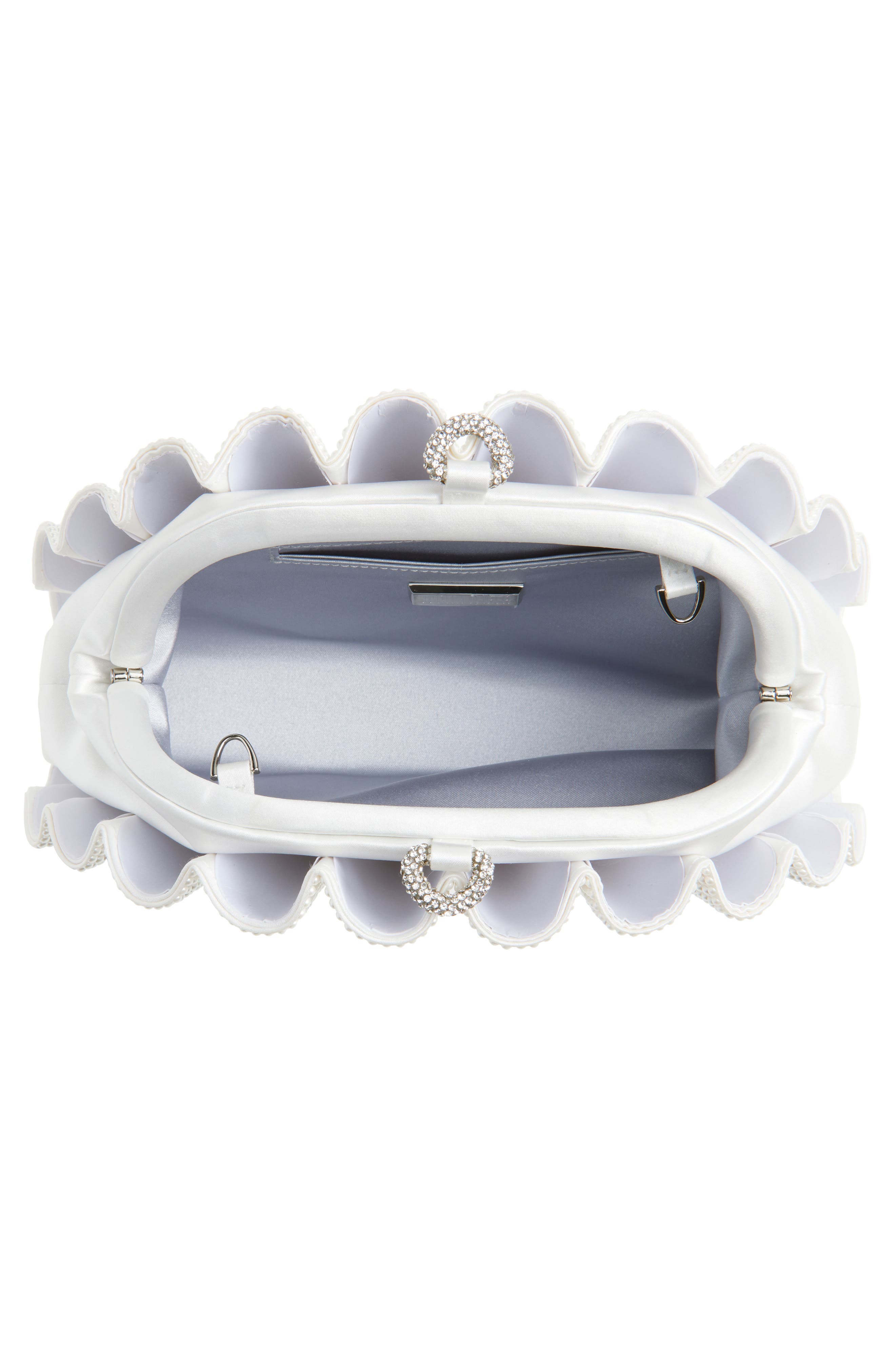 JUDITH LEIBER COUTURE Origami Fan Faux Pearl Embellished Satin Clutch, Alternate, color, 