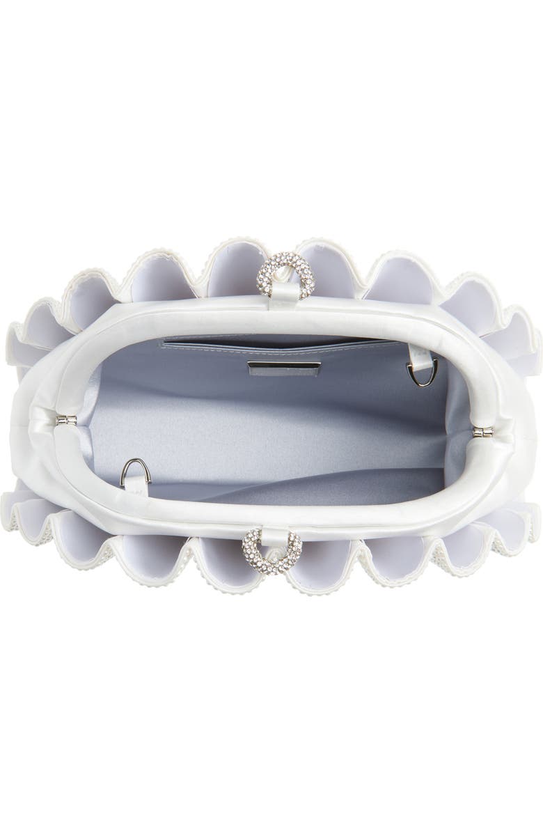 JUDITH LEIBER COUTURE Origami Fan Faux Pearl Embellished Satin Clutch, Alternate, color,