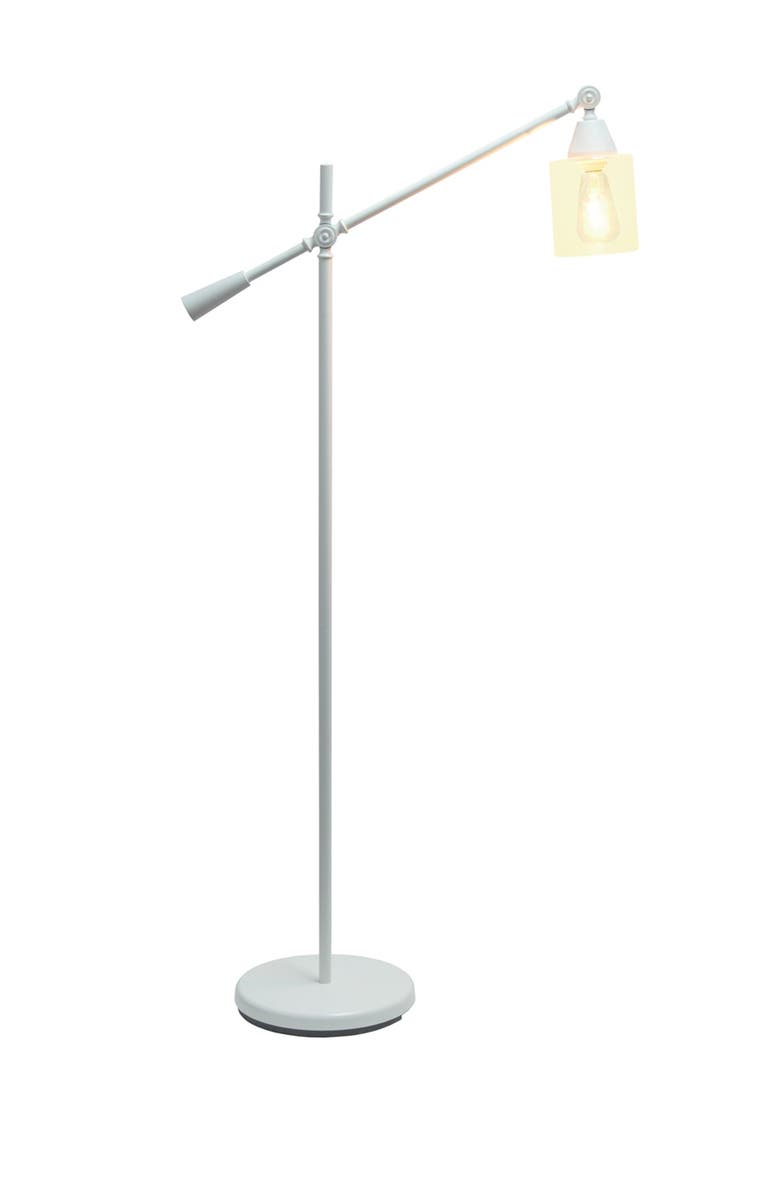 LALIA HOME Swing Arm Floor Lamp with Clear Glass Cylindrical Shade - White, Alternate, color, 