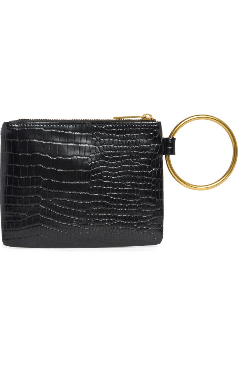 BCBG O-Ring Handle Wristlet Pouch, Alternate, color, Black