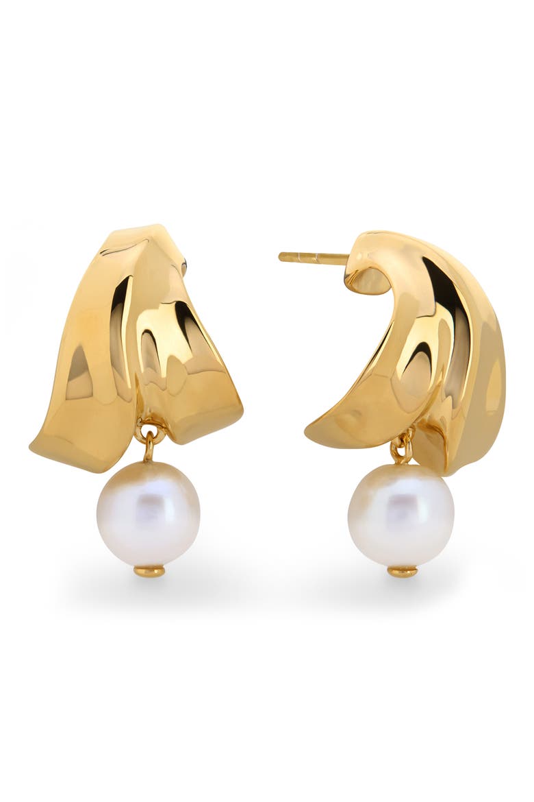 Nomade Small Freshwater Pearl Drop Earrings, Main, color, 18K GOLD VERMEIL / PEARL