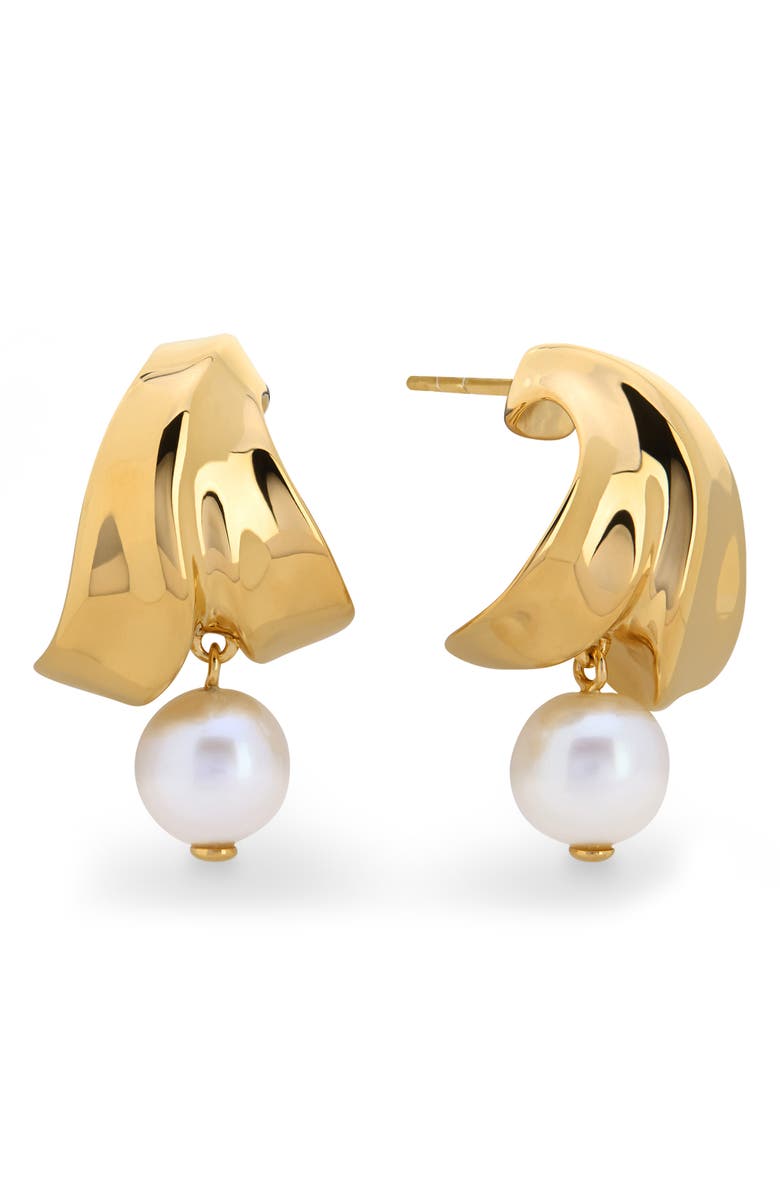 Monica Vinader Nomade Small Freshwater Pearl Drop Earrings, Main, color, 18K Gold Vermeil / Pearl