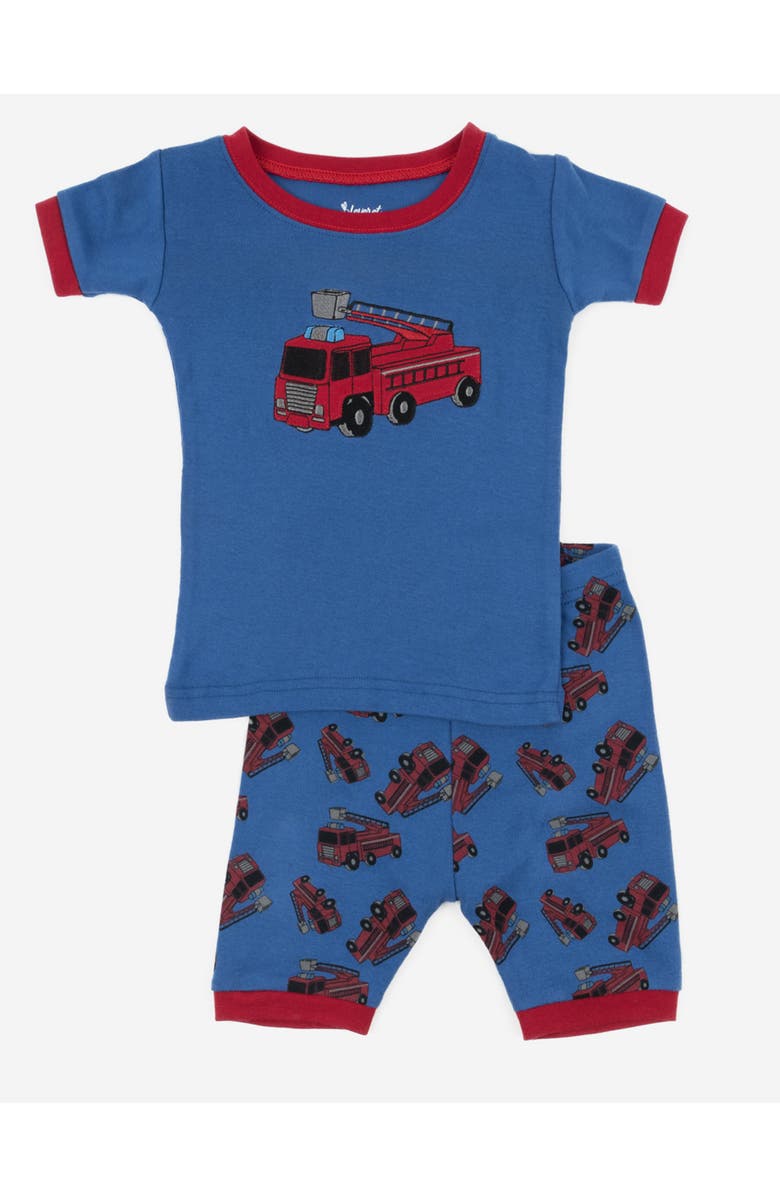 Leveret Kids Cotton Two-Piece Short Printed Pajamas, Vehicles & Adventure, Main, color, Fire Truck