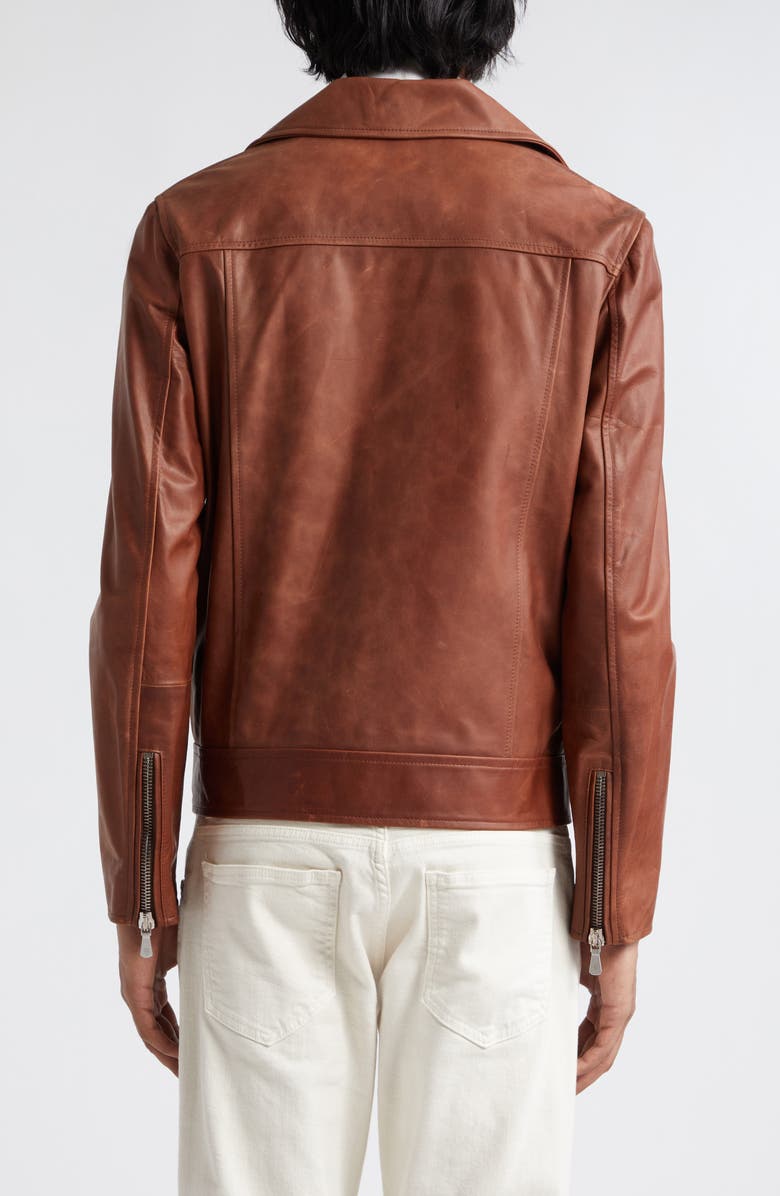 Eleventy Leather Biker Jacket, Alternate, color, Brown