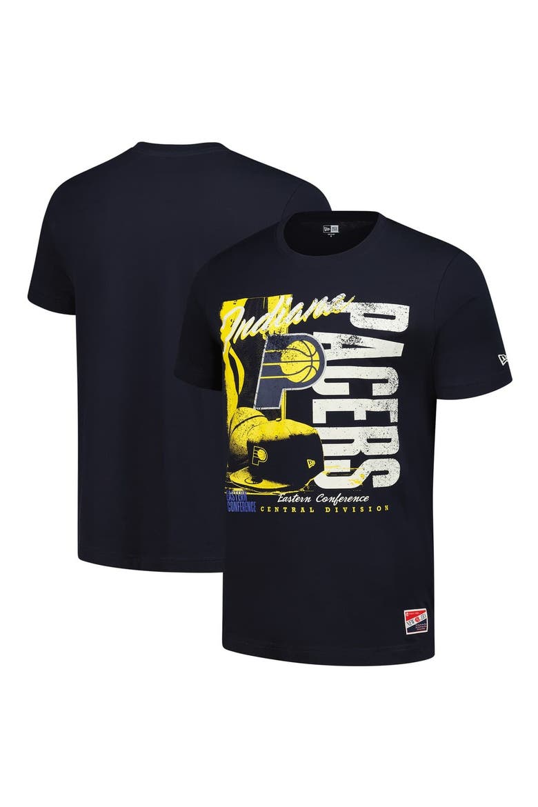 Men's New Era  Navy Indiana Pacers Distressed Throwback Vintage Color Pack T-Shirt, Main, color, Navy