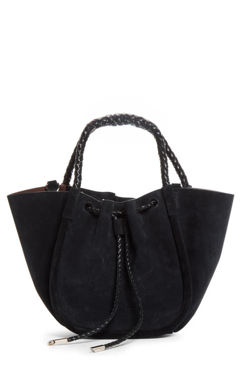 Small Ruched Suede Tote
