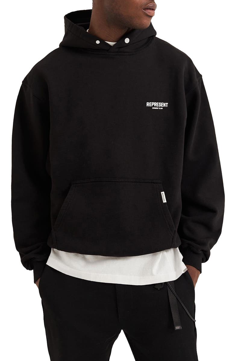 Represent Owners' Club Cotton Graphic Hoodie, Main, color, 