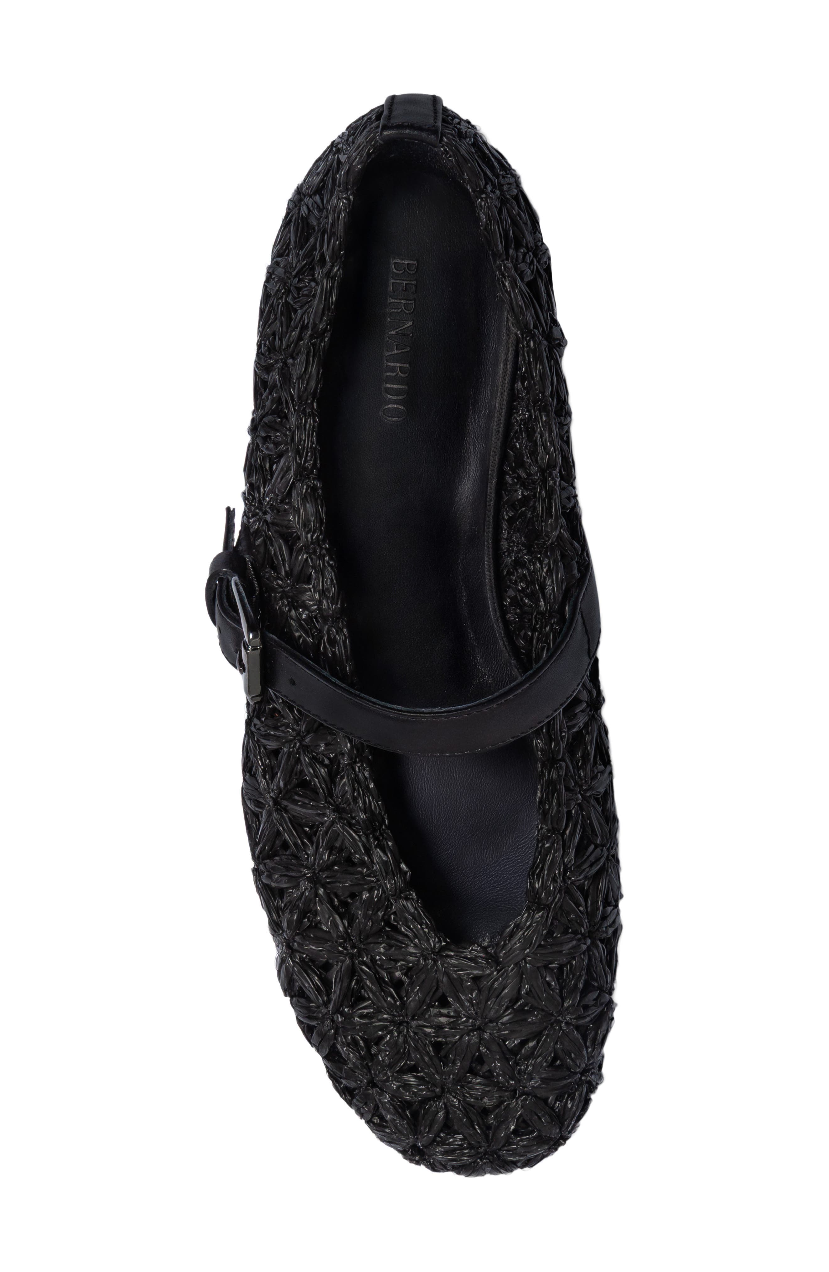 Borden Raffia Mary Jane Flat, Alternate, color, BLACK FLOWER RAFFIA