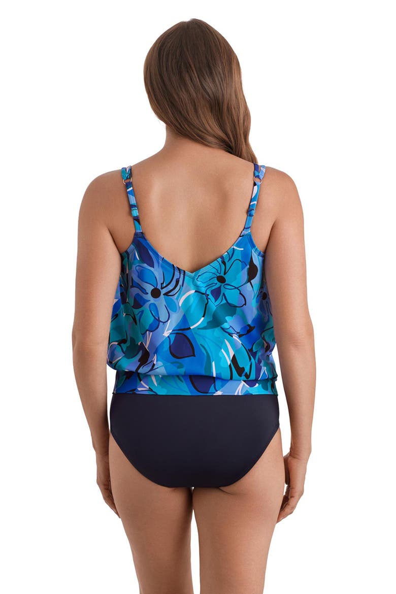 V-Neck Blouson One-Piece Swimsuit, Alternate, color, Organic Bloom