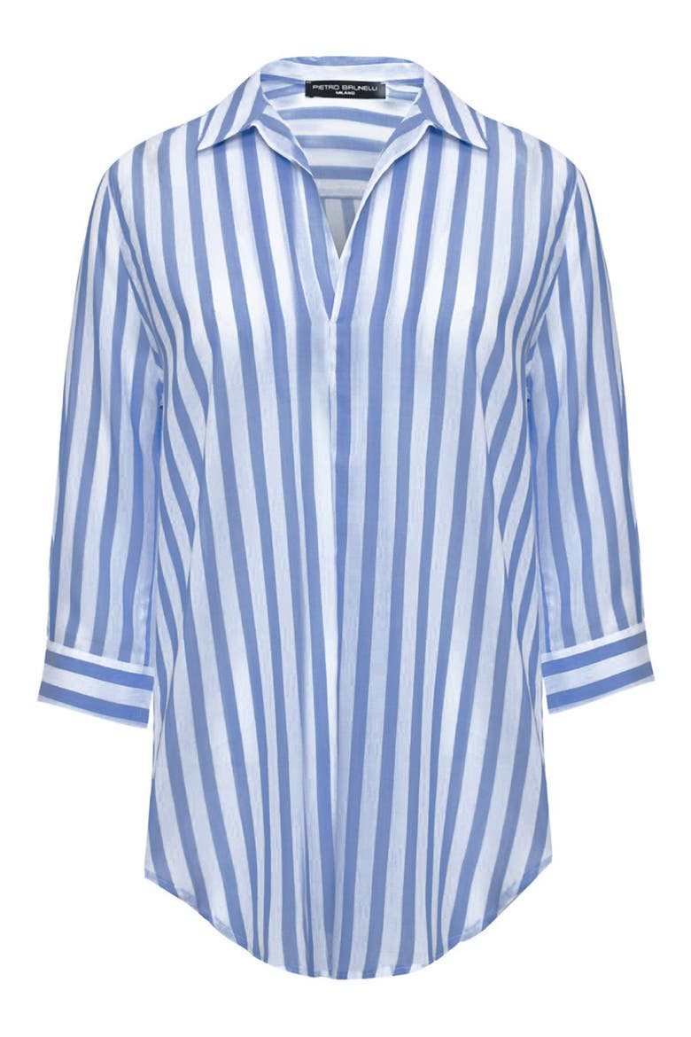 Long Sleeve Johnny Collar Shirt, Alternate, color, NAVY
