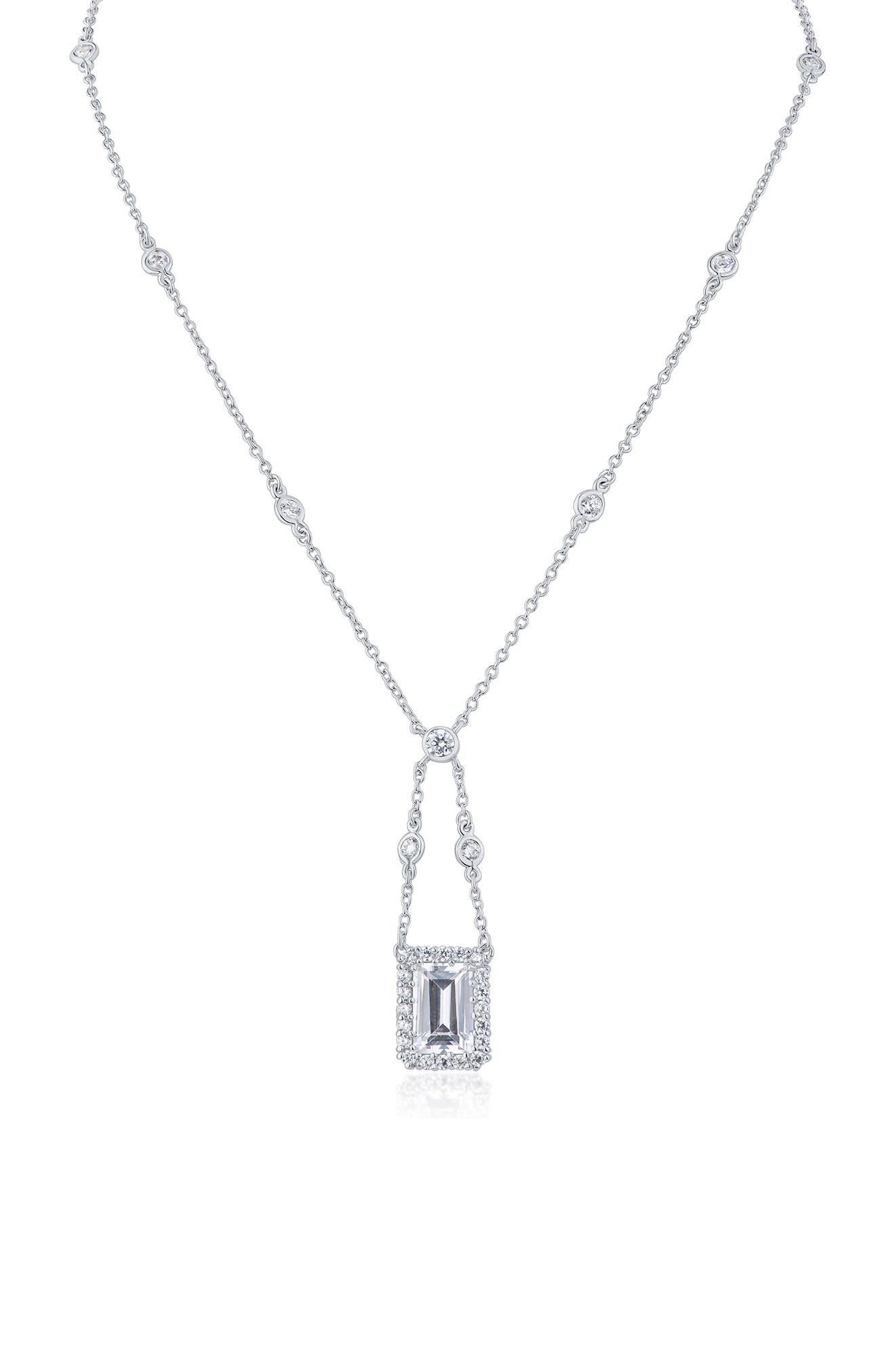 CZ by Kenneth Jay Lane Cubic Zirconia Swing Pendant Necklace