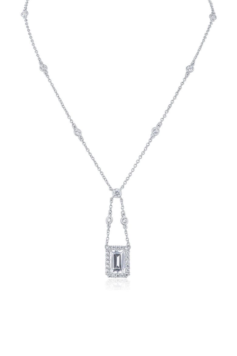Cubic Zirconia Swing Pendant Necklace, Main, color, CLEAR SILVER