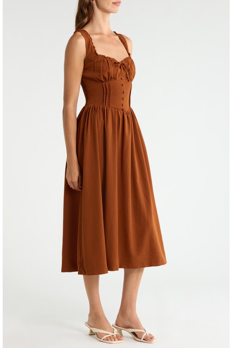 Sahana Corset Midi Dress, Alternate, color, CINNAMON
