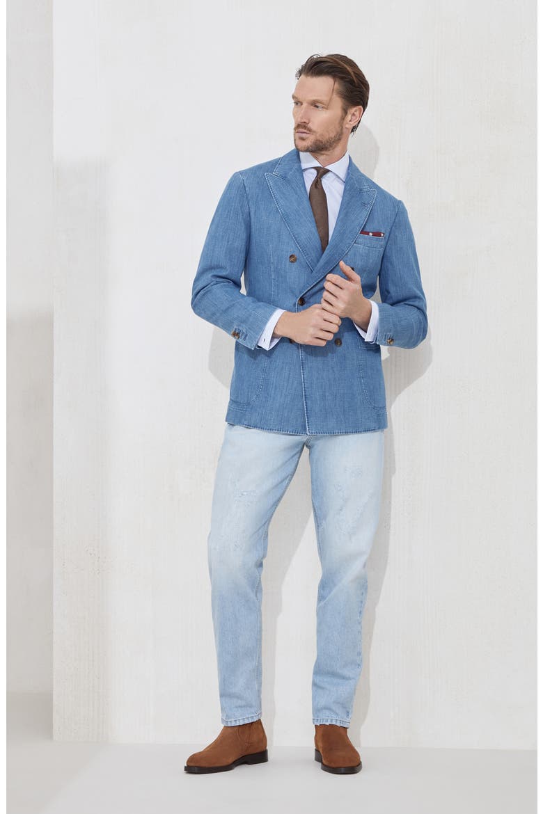 Denim blazer, Alternate, color, Light Blue Denim