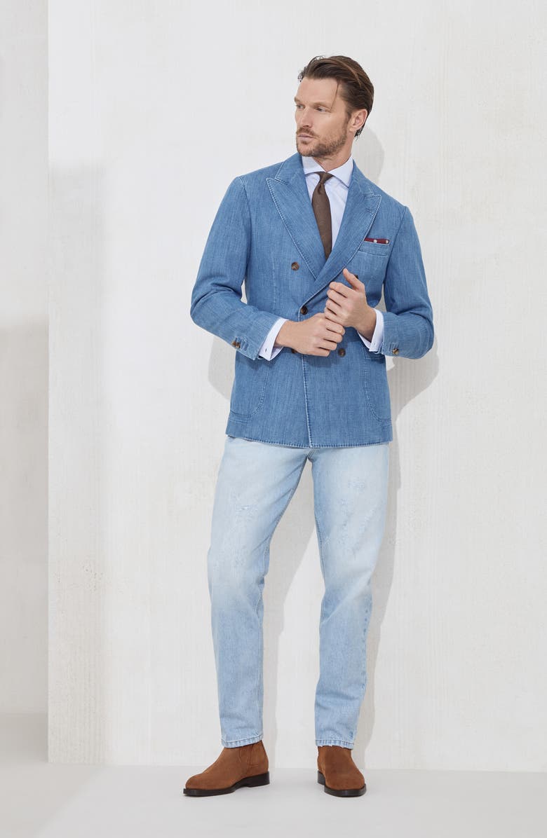 Brunello Cucinelli Denim blazer, Alternate, color, Light Blue Denim