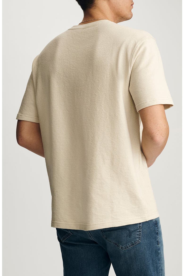 Off White Textured Cotton Crewneck T-Shirt, Alternate, color, OVERCAST