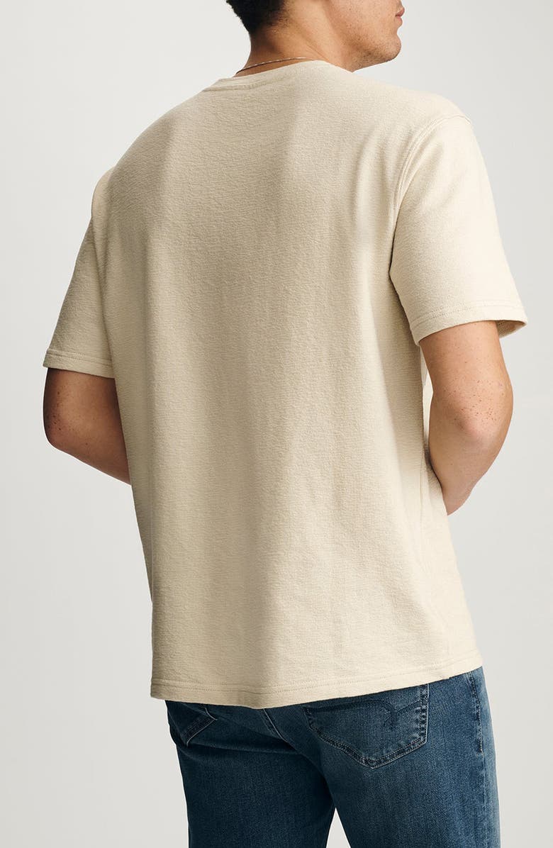 Mavi Jeans Off White Textured Cotton Crewneck T-Shirt, Alternate, color,