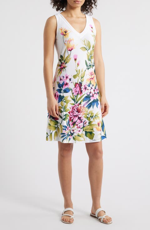 Darcy Verde Blooms Sleeveless Knit Minidress