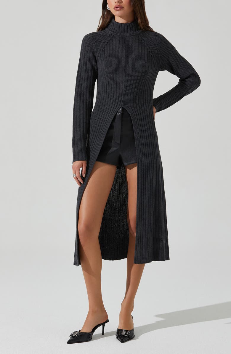 ASTR the Label Estilo Extended Hem Sweater, Alternate, color, Charcoal