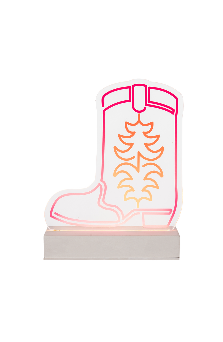 Totalee Gift Cowgirl Boot Acrylic Light Up Decor Acrylic Multicolored, Main, color, Multicolored